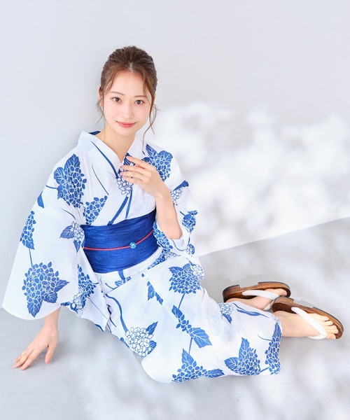 GRL浴衣セパレート3点セット＋下駄、兵児帯付き 3点セット2Way花柄セパレート浴衣[fy016] | レディース