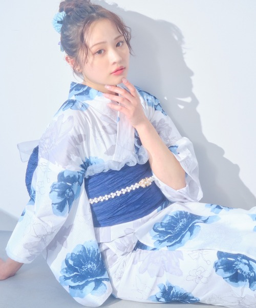 GRL浴衣セパレート3点セット＋下駄、兵児帯付き 3点セット2Way花柄セパレート浴衣[fy016] | レディース
