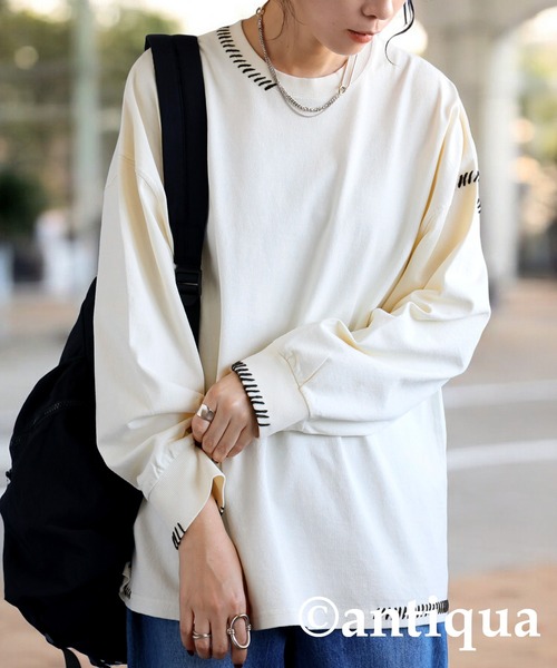 tシャツ ハンドステッチデザインロンT レディース メンズ