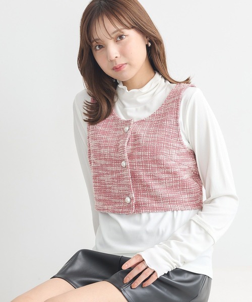期間限定お買い得商品 |  通販 earth music&ecology カットソーツイードビスチェ ジレ ベスト トップス