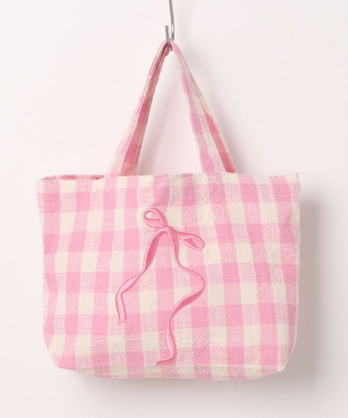 TONE SELECT GOODS トートバッグ Liaa/リボン刺繍 ギンガム
