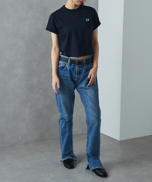 FRED PERRY tシャツ 「FRED PERRY」CROPPED RINGER T-SHIRT