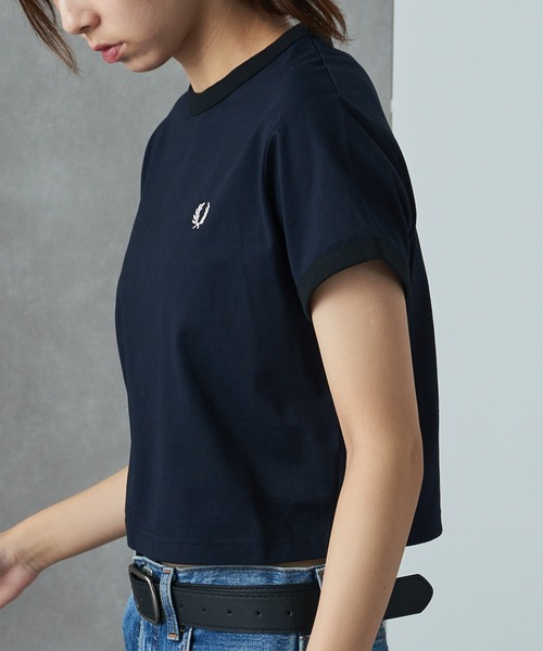 FRED PERRY Cropped Ringer T-Shirt ネイビー 208445287-1-navy?$n_750w$&wid=