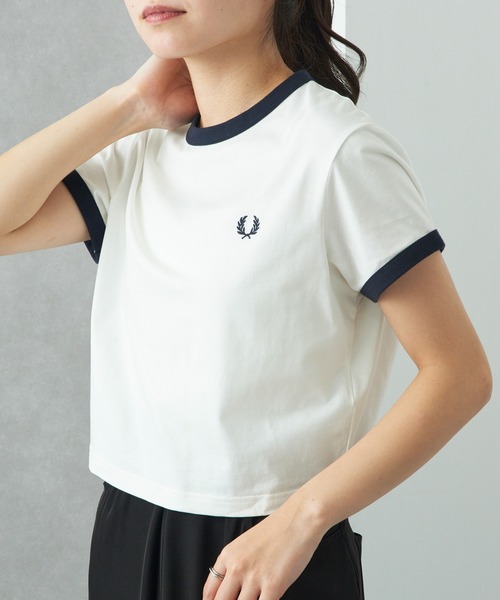 FRED PERRY Cropped Ringer T-Shirt ネイビー Cropped Ringer T-Shirt｜FRED PERRY フレッドペリー
