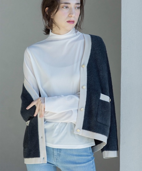 涼しい❗洗濯機で洗える❗とても着心地がいい❣️エルメスポロネックTシャツ2023 OPAQUE.CLIP tシャツ シアーメロウハイネックトップス「洗濯機