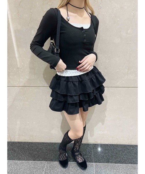 ス 切り替え プルオーバース レイヤード風 花柄 Tシャツ 長袖 レディース ス tシャツ 「PHILLY」花柄レイヤードトップス レディース
