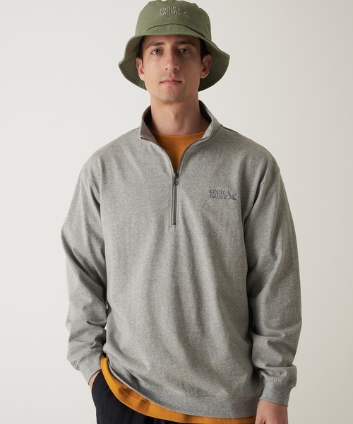 Eddie Bauer（エディーバウアー） tシャツ EBロゴ ハーフジップ 長袖 T