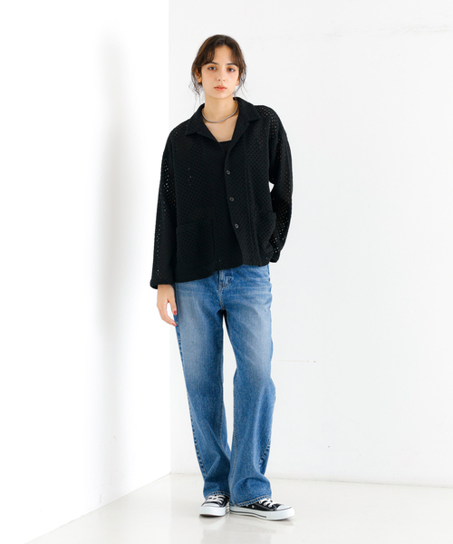 ブラウス シャツ 「Le Melange/ル・メランジュ」ラッセル編 シアーシャツ / レディース Rouge vif la cle ブラウス シャツ 「Le Melange/ル・メランジュ