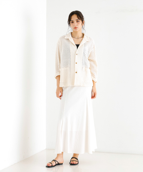 ブラウス シャツ 「Le Melange/ル・メランジュ」ラッセル編 シアーシャツ / レディース Rouge vif la cle ブラウス シャツ 「Le Melange/ル・メランジュ