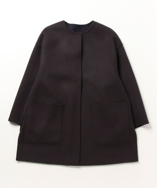 【美品】【人気】ユナイテッドアローズ ノーカラーコート ウール サイズ36 UNITED ARROWS（ユナイテッドアローズ） ノーカラーコート 36 ブルー