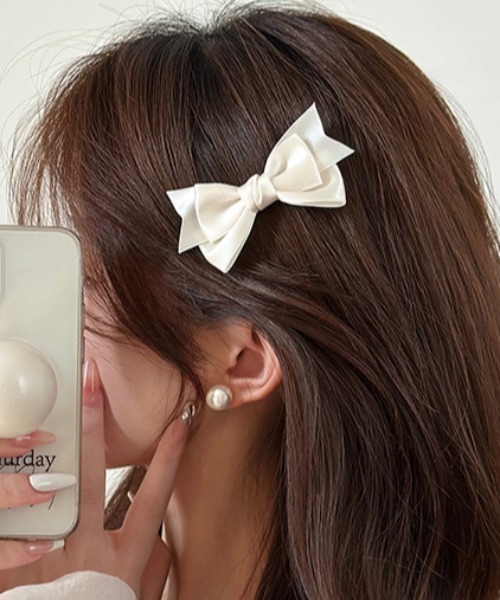 ヘアピン 「2点セット」サテンリボンガーリーヘアクリップ : ZOZOTOWN