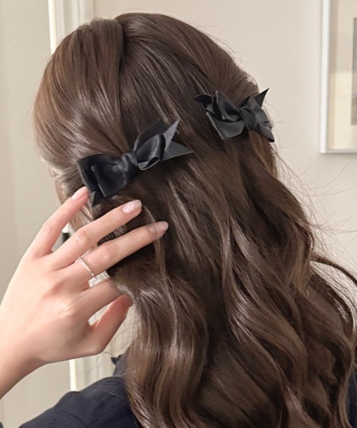 ヘアピン 「2点セット」サテンリボンガーリーヘアクリップ : ZOZOTOWN