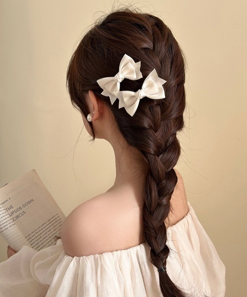 ヘアピン 「2点セット」サテンリボンガーリーヘアクリップ : ZOZOTOWN