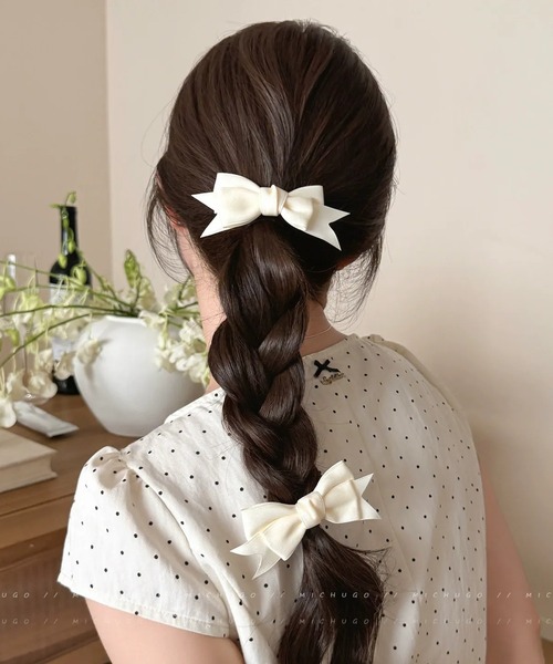 ヘアピン 「2点セット」サテンリボンガーリーヘアクリップ : ZOZOTOWN