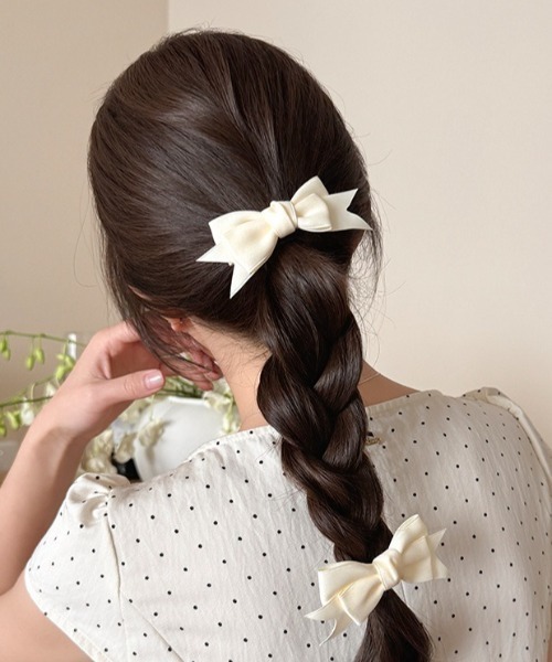 ヘアピン 「2点セット」サテンリボンガーリーヘアクリップ : ZOZOTOWN