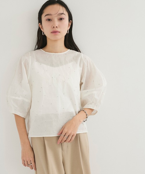 ブラウス シャツ 「オンライン/ZOZO限定」サークル刺繍シャツ レディース axes femme ブラウス シャツ 扇子×紅葉刺繍セーラーブラウス