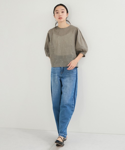 Adam et Rope&#39; - LE CERCLE par rope&#39; ドット刺繍ブラウス LE CERCLE par rope' ブラウス シャツ ラメドット刺しゅう