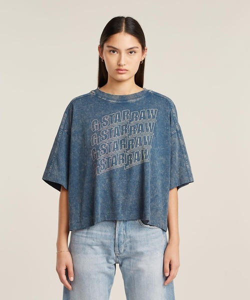tシャツ WASHED MULTI LOGO OVERSIZED T-SHIRT/ヴィンテージライクオーバーダイオーバーサイズマルチロゴTシャツ レデ