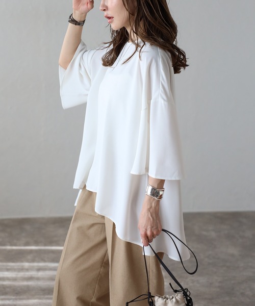 Bonjour Sagan（ボンジュールサガン） ブラウス シャツ ドレープ半袖