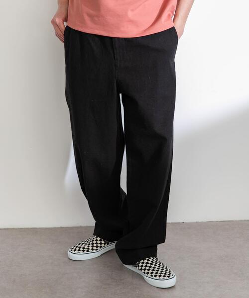 AUG リネンパンツ　黒 URBAN RESEARCH Sonny Label パンツ コットンリネンワイド