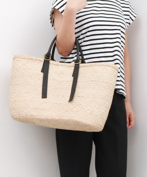 ペルケ（perche’）/ペルケ perche / 牛革付属椰子かごマルシェバッグ perche（ペルケ） かごバッグ カゴバッグ perche / 牛革付属椰子かご