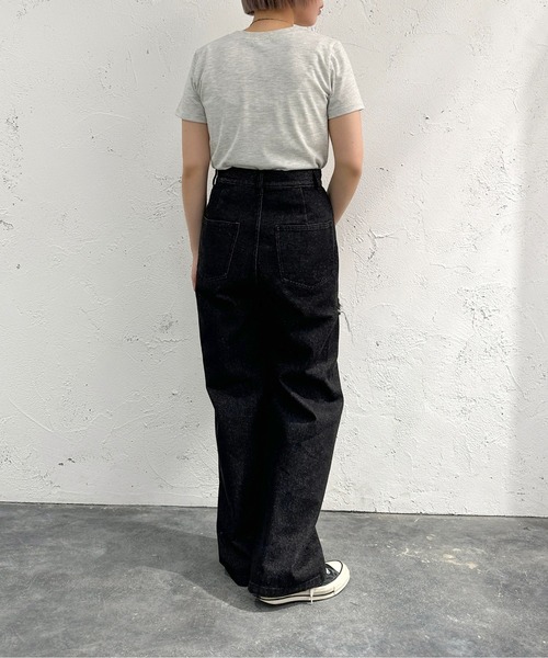 [apres jour mignon] повреждение обработка Denim брюки MEDIUM черный женский 