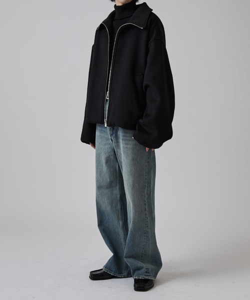 Lui's ビーバーメルトン ZIP ブルゾン Mサイズ ブラック Lui's（ルイス） ブルゾン アウター ビーバーメルトンZIPブルゾン