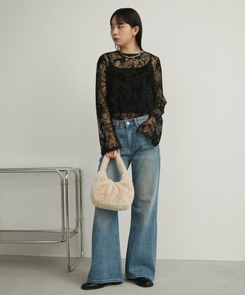 [Aunt Marie's] обработка ботинки cut Denim брюки S голубой женский 
