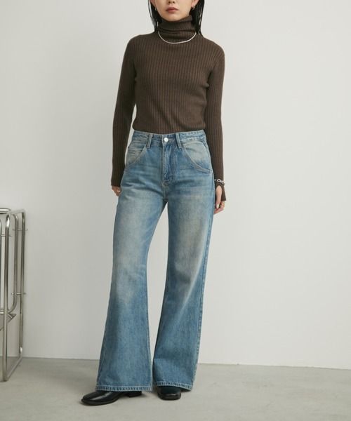 [Aunt Marie's] обработка ботинки cut Denim брюки S голубой женский 