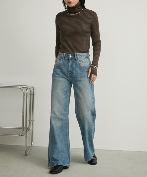 [Aunt Marie's] обработка ботинки cut Denim брюки S голубой женский 