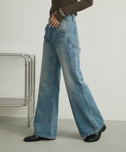 [Aunt Marie's] обработка ботинки cut Denim брюки S голубой женский 