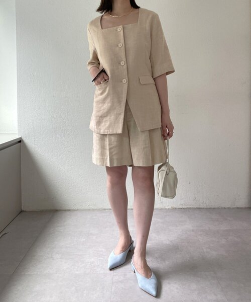 Omekashi ハーフスリーブジャケット ブラック 新品未使用タグ付き Omekashi コート アウター スクエアハーフスリーブジャケット
