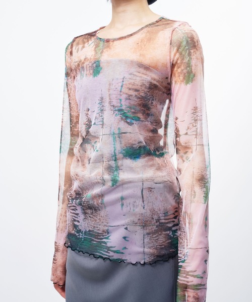 tシャツ PINEAL GLAND PRINT TULLE TOPS / ピニアルグランドプリントチュールトップス レディース