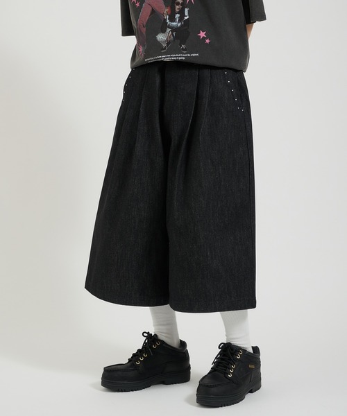 【完売品】Perushu サイドデザインワイドブリーチデニム　ペルーシュ Perushu（ペルーシュ）の「サイドデザインブリーチワイドデニム