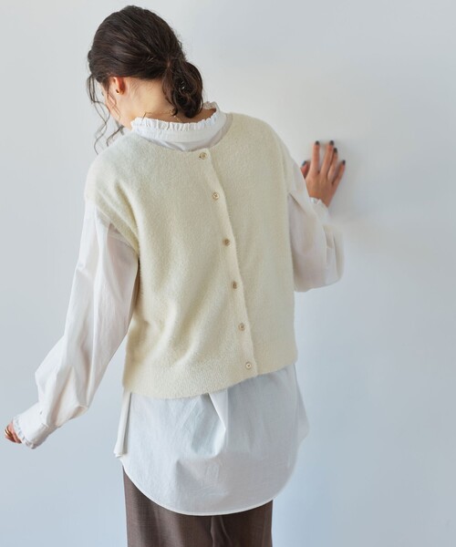 ニット セーター フラッフフェザー 2WAY フレンチスリーブ ニット -ウォッシャブル- レディース
