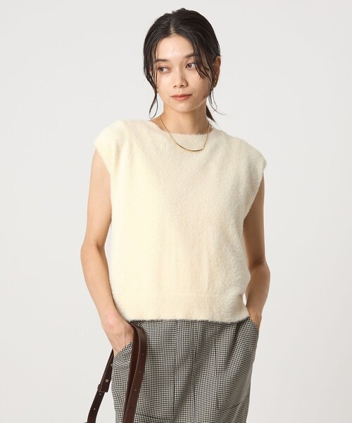 ニット セーター フラッフフェザー 2WAY フレンチスリーブ ニット -ウォッシャブル- レディース