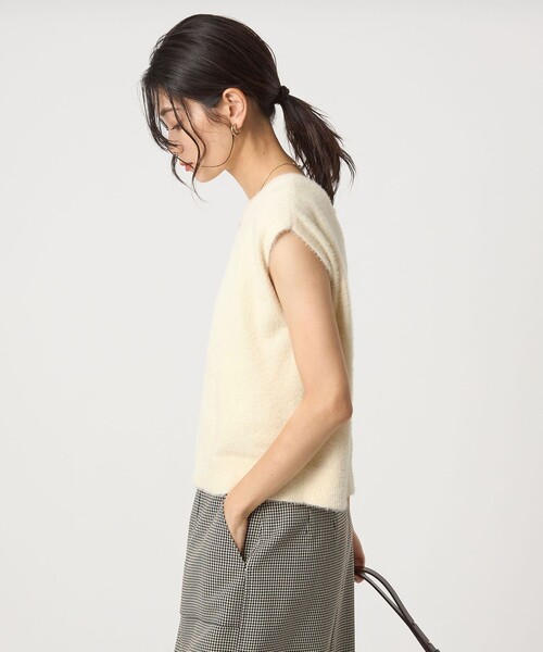 ニット セーター フラッフフェザー 2WAY フレンチスリーブ ニット -ウォッシャブル- レディース
