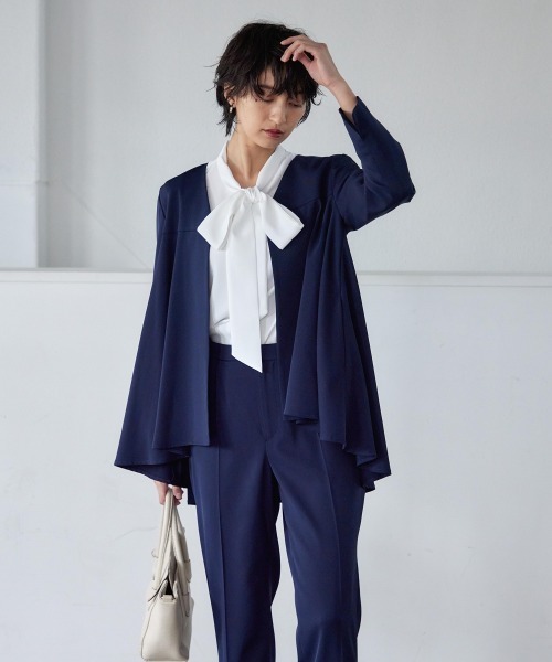 女の子パンツスーツ　ネイビー　175cm2XL　ブラウス、リボン、ネクタイ付き 女の子パンツスーツ ネイビー 175cm2XL ブラウス、リボン