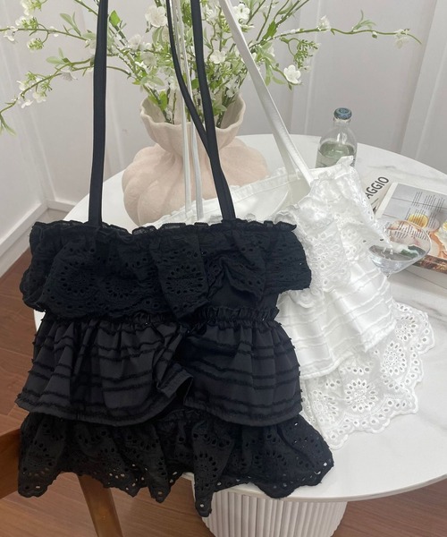 Chiina トートバッグ Chiina / フリルレース トートバッグ レディース