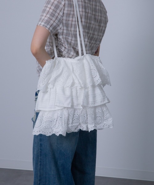 Chiina トートバッグ Chiina / フリルレース トートバッグ レディース
