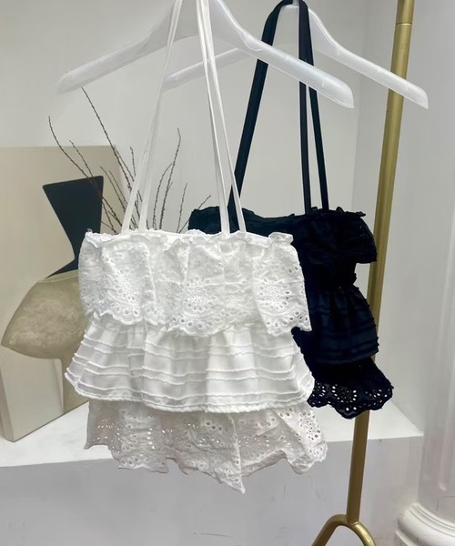Chiina トートバッグ Chiina / フリルレース トートバッグ レディース