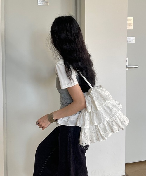 Chiina トートバッグ Chiina / フリルレース トートバッグ レディース