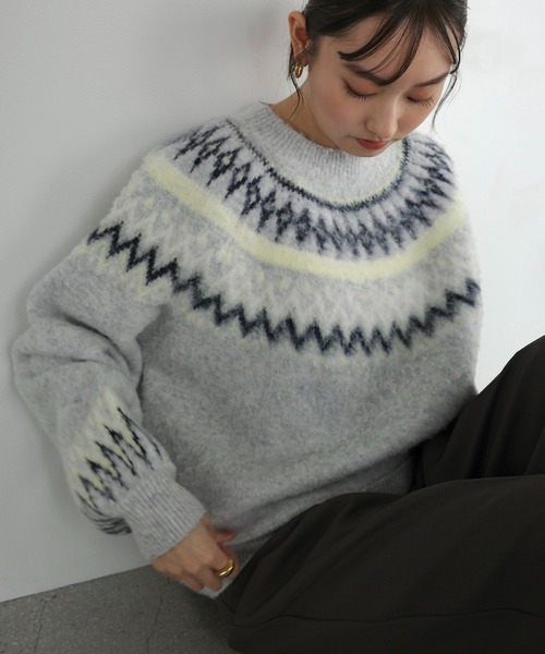 Freesia ニット セーター ノルディック柄長袖ニットトップス