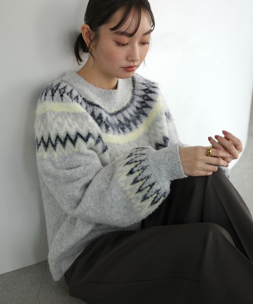 Freesia ニット セーター ノルディック柄長袖ニットトップス