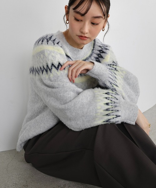 Freesia ニット セーター ノルディック柄長袖ニットトップス