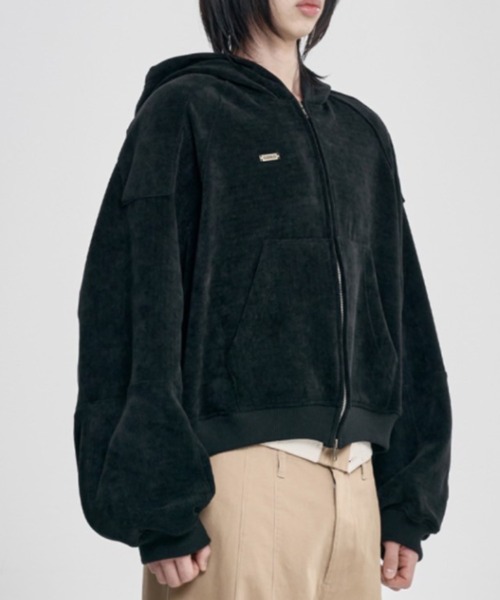 90s zip up short hoodie cboy 短丈 海外ストリート AJOBYAJO（アジョバイアジョ） パーカー 「AJOBYAJO」Corduroy Short