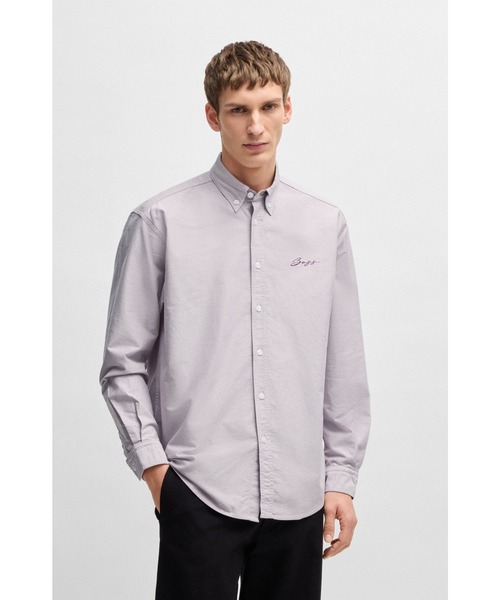 新品/L-XL相当◆HUGO BOSS【 PERFORMANCE◆長袖シャツ】 BOSS（HUGO BOSS） シャツ リラックスフィットシャツ コットン