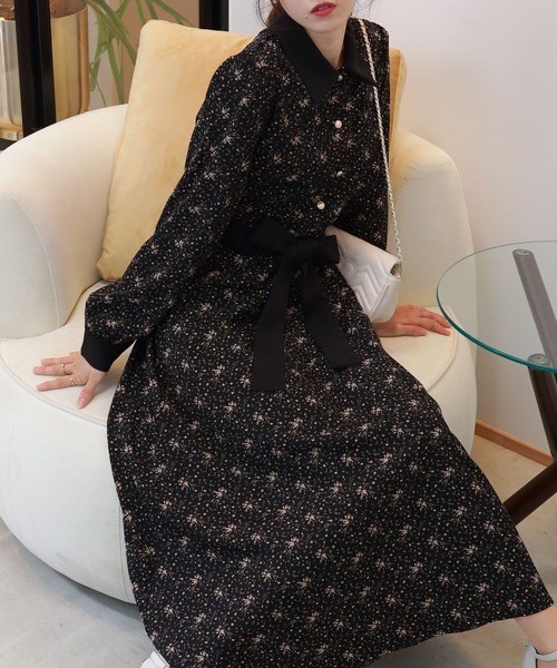 pumpkin port（パンプキンポート） ワンピース 花柄 クレリック リボン