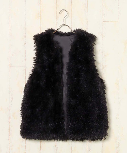 Bluelea ブルレア ジレ ベスト ファー ブラック Bleu Bleuet（ブルーブルーエ） ベスト ジレ プードルファーベスト