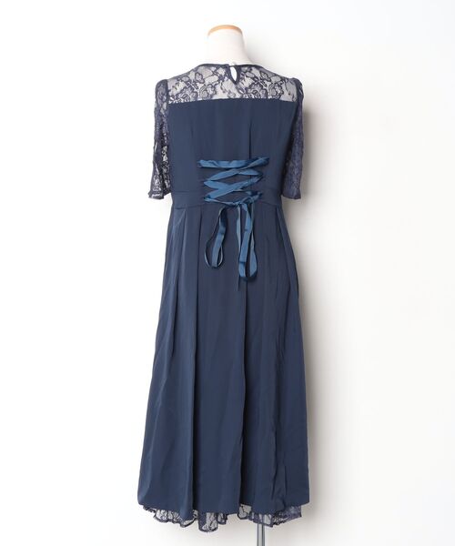 「PourVous」 「haremode」半袖ワンピース M ネイビー レディース_画像2